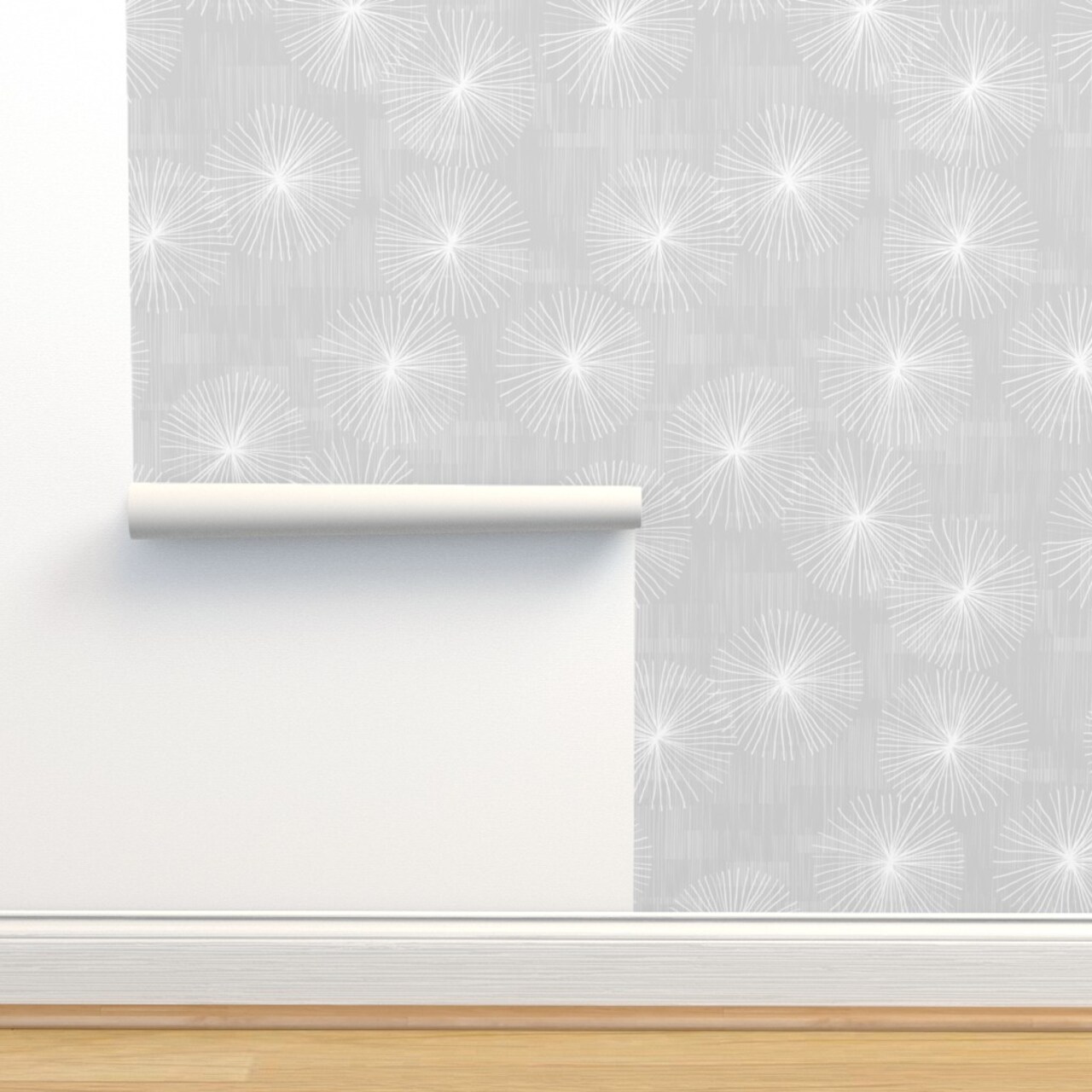Mod Floral Mid Century Modern Minimalist Circles Dandelion Starburst Atomic Custom Removable Wallpaper by Spoonflower Peel & Stick Wallpaper 2FT Wide